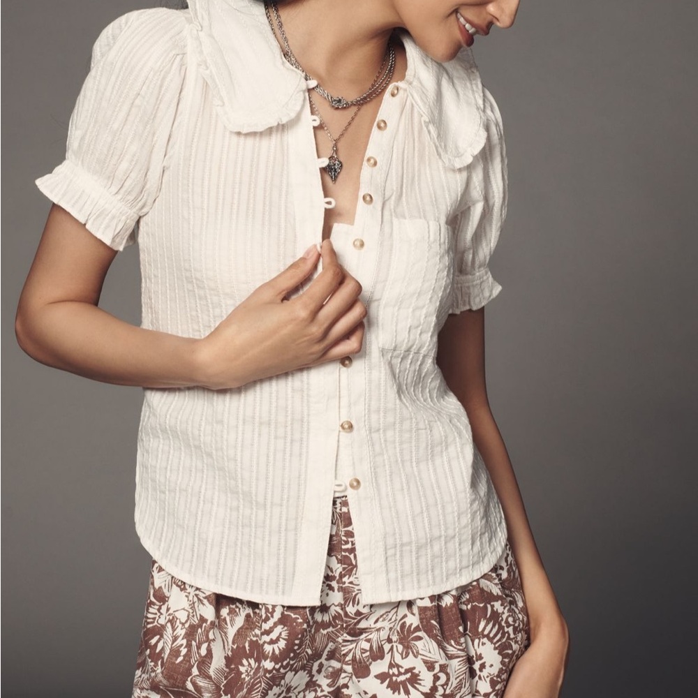 Pilcro Ivory Button-Down Shirt